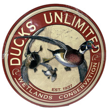 Ducks Unlimited Round EMBOSSED Sign wall decor 11.75 " inch Made in USA