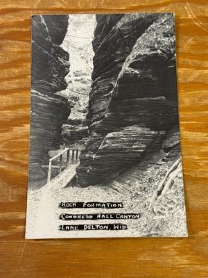 VTG Real Photo Postcard Rock Formation Congress Hall Canyon Lake Delton, Wis