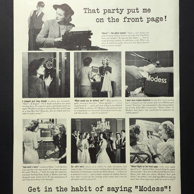 Modess Sanitary Pads Front Page Party Story 1939 Vtg Print Ad