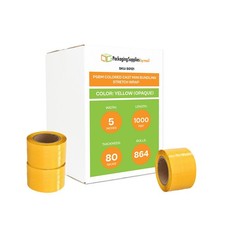 Cast Narrow Banding Stretch Wrap 5" x 1000' 80 Gauge 864 Rls Yellow Shrink Film