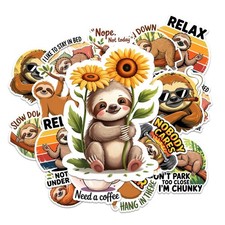 3Pcs Sloth Sunflower Sticker, Meme Cute Sloth Sticker, Meme Slothy Hug Sunflower