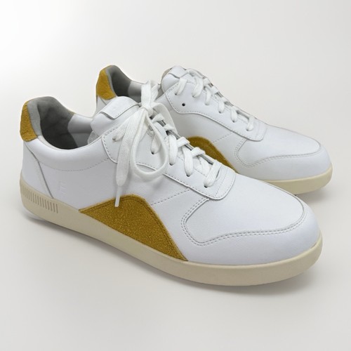 Everlane ReLeather® Court Sneaker size 9.5 Women's Lace-up Shoes White/Mustard