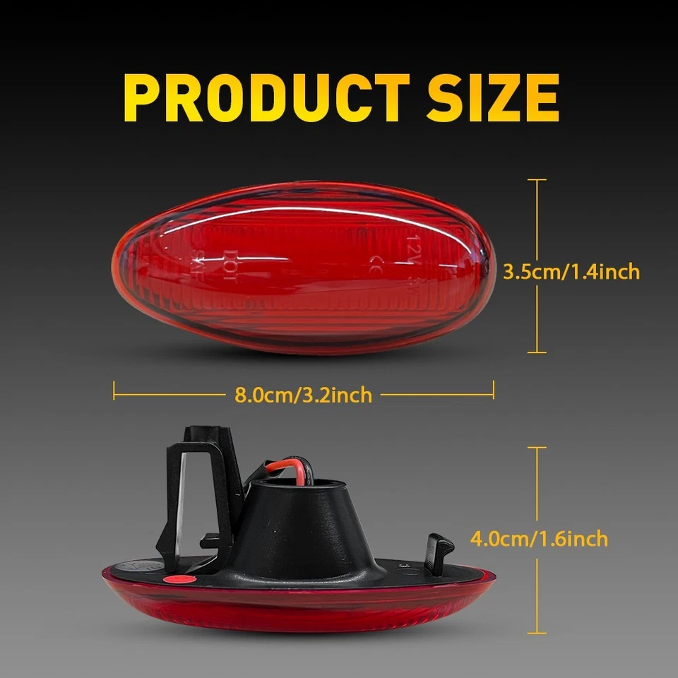 Luzes indicadoras laterais de LED lâmpada âmbar/vermelha para Chevy Silverado GMC Sierra 2500/3500HD - Imagem 3 de 4