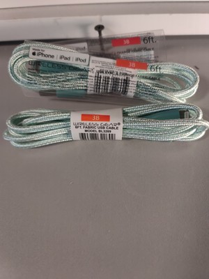 Wireless Gear 6 ft Fabric USB Cable model BL3269 pack of 2