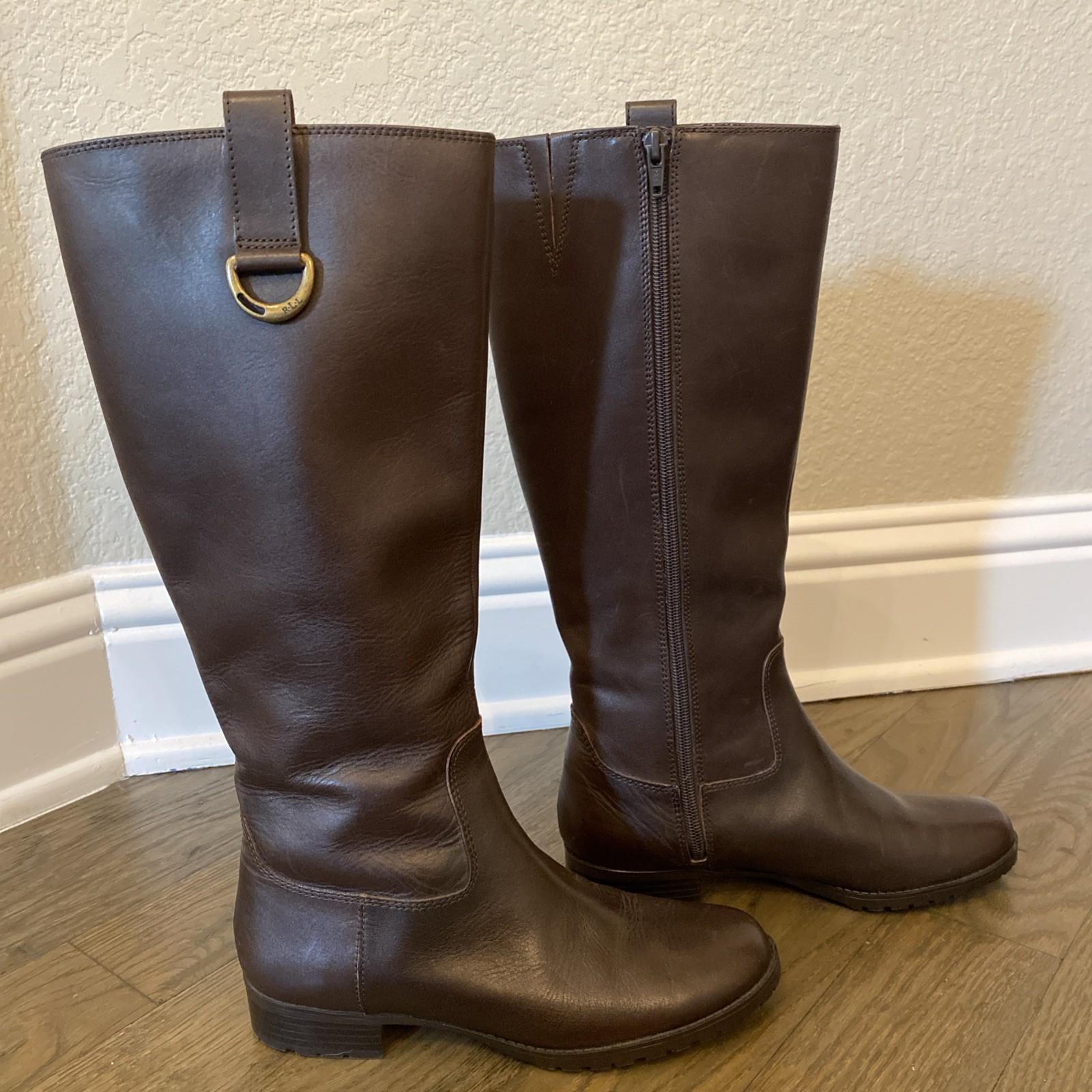 Lauren Ralph Lauren Women's SAGIRA II Leather Tall Riding Boots Size 6B Brown