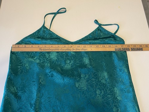 VTG California Miss Chemise Lingerie Slip Cami Green Floral Embossed Size Med - Picture 12 of 13