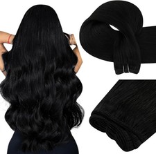 Sew in Weft Human Hair Extensions Double Weft Remy Hair Natural Black 28inch100g
