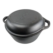Lodge Cast Iron 5 Quart Seasoned Double Dutch Oven (Lid May Be  A 2nd Pan) 8DOL