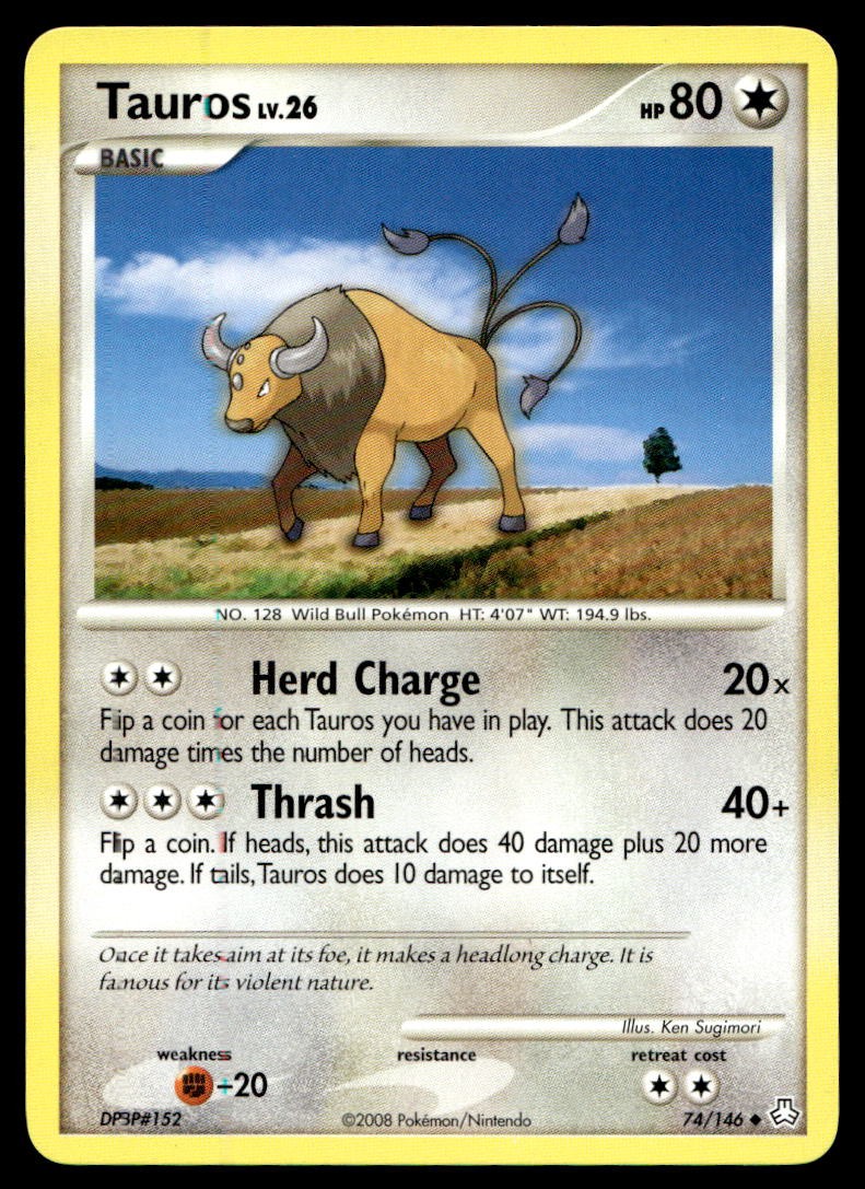 Tauros Legends Awakened Uncommon 74/146 2008 Pokemon TCG