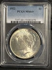 1922 P Peace Silver Dollar PCGS MS-64+