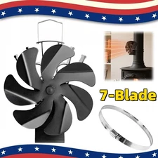 7-Blade 1300rpm Fireplace Stove Fan Heat Powered Silent Wood Log Fuel Saving Eco
