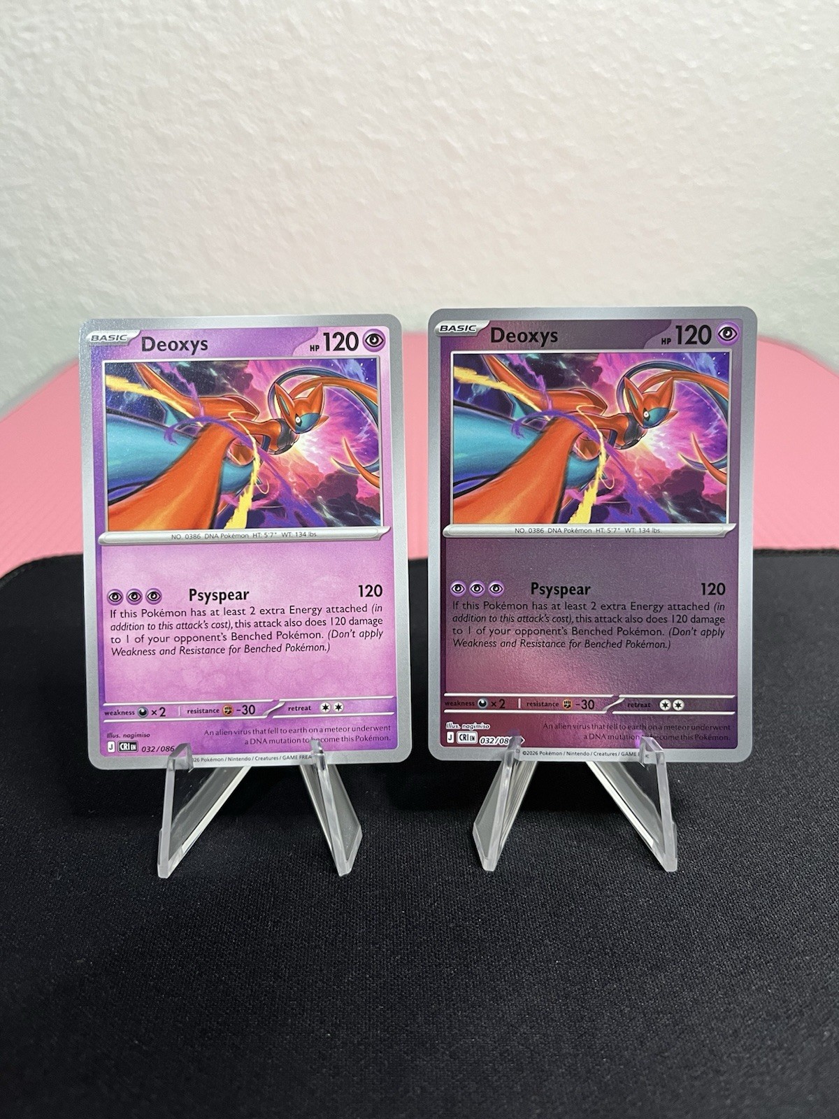 Deoxys 032/086 Pokemon Me04: Chaos Rising Reverse Holo + Regular - MINT