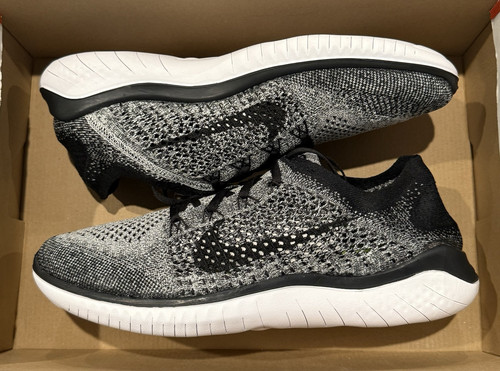 Men’s Size 11 Nike Free RN Flyknit 2018 Oreo Running Shoes 942838-101