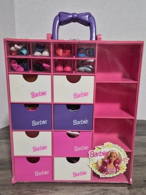 Barbie Organizer 1993  Storage Carrying Case w/Drawers + Many Accessories