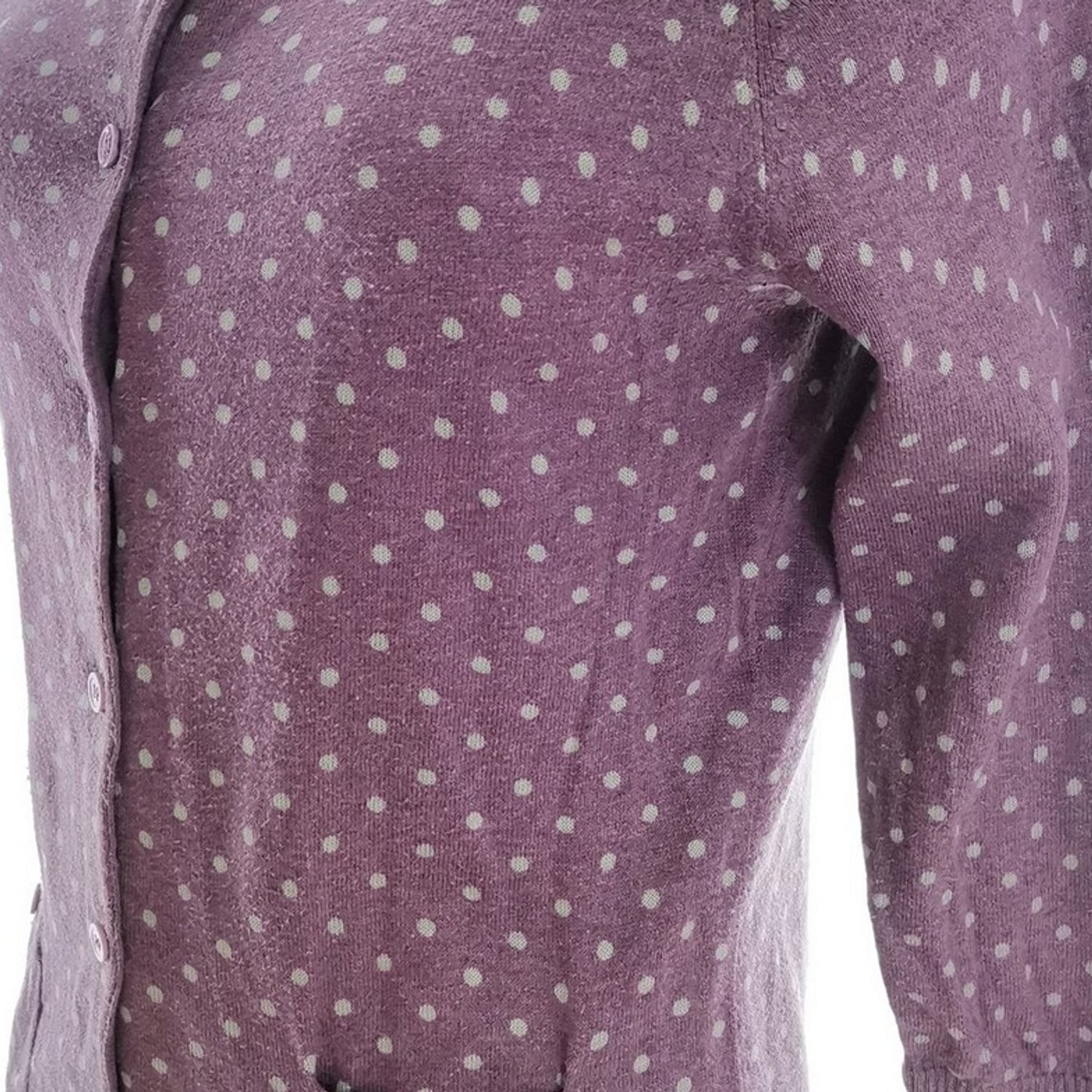 JOHN LEWIS Womens Blouse Buttoned 10/12 (38) Purple Cotton 100percent 3/4 Sleeve Polka image 5