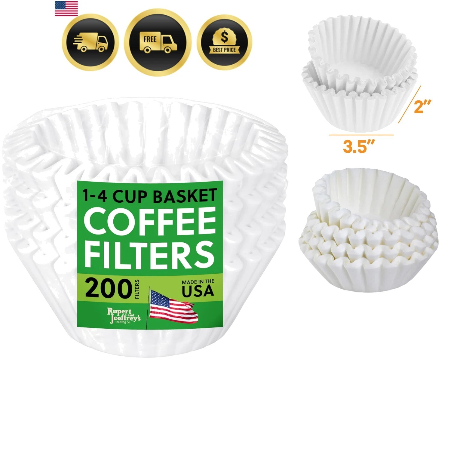 4 Cup Basket Coffee Filters 200, White