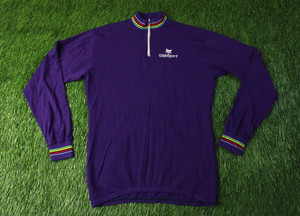 Maillot Cycliste Vintage Suisse - Années 70 - Acrylique Manche Longue - Taille L - Rouge