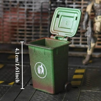 Retro Mini Trash Can Model Miniature Dustbin Garbage Bin Props DIY Scene Decor