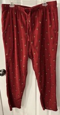 J.Crew Men s Size L Deep Red Deer Print Cotton Flannel Pajama Pants EUC