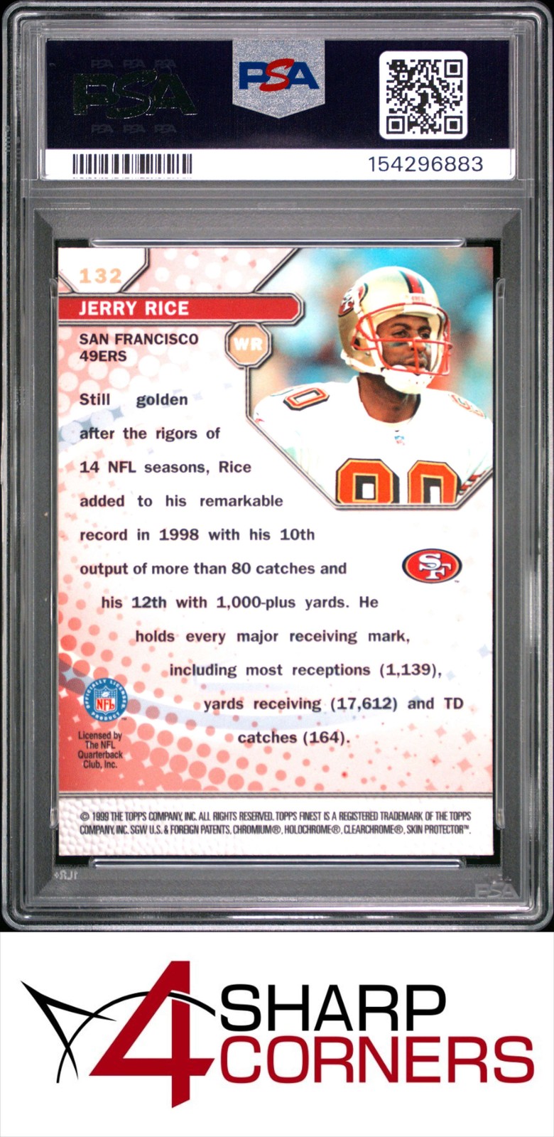 1999 FINEST #132 JERRY RICE 49ERS HOF PSA 10 view 2