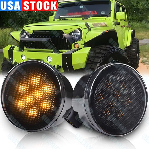 Smoke Lens White LED Halo DRL Light Amber Turn Signal Lamps For Jeep Wrangler JK Smoke Lens White LED Halo DRL Light Amber Turn Signal Lamps For Jeep Wrangler JK