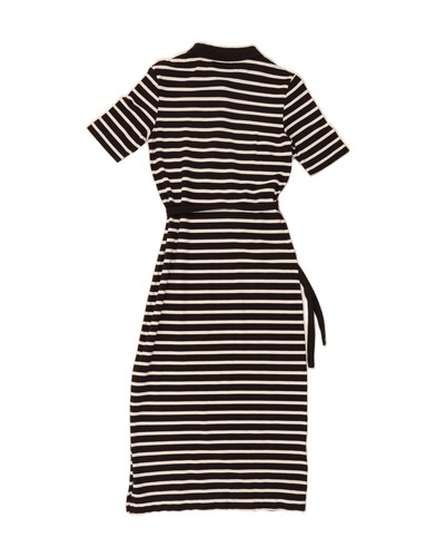 TOMMY HILFIGER Womens Maxi Dress UK 10 Small Black Striped Cotton PG14 - Picture 2 of 3