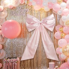 Large Satin Bow Room Decor, Giant Ribbon Tie Wreath for Backdrop Wall Windows De