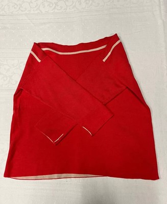 Roter Damenpullover mit Kontraststreifen, Gr. L