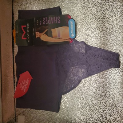 Maidenform Women's Tame Your Tummy Lace Thong Panties S NEW Purple Aura Lace