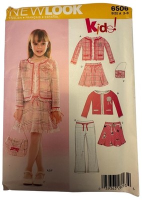 Simplicity New Look Sewing Pattern 6506 Girls Power Suit Jacket Skirt Purse 3-8