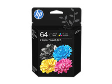 HP 64 2-pack Black/Tri-color Original Ink Cartridges, X4D92AN 140