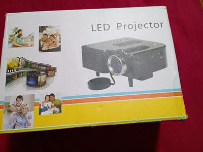 LED Projector White 1080p FHD 1200 Lumens HDMI USB Portable Built-in Spk