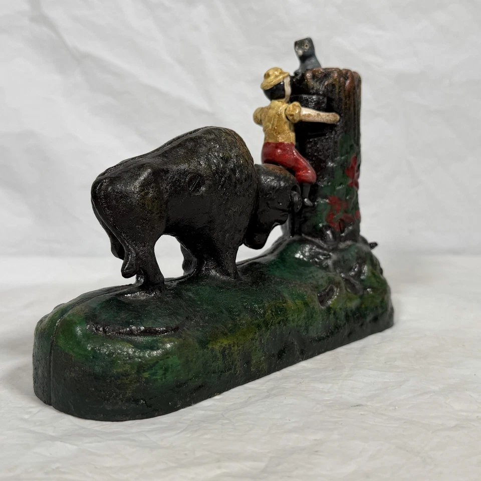 Original Butting Buffalo CAst Iron Mechanical Bank BOOK OF KNOWLEDGE - Image 3 of 4