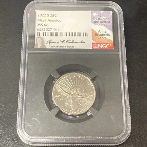 2022-S Maya Angelou American Women Quarter NGC MS66 Anna Escobedo Cabral Signed
