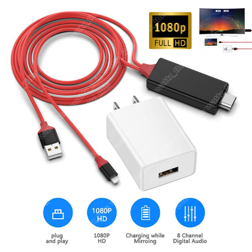 HDMI Mirroring AV Cable Phone to TV HDTV Adapter For Apple iPhone XS Max XR 12 8 - 第 1/12 張圖片