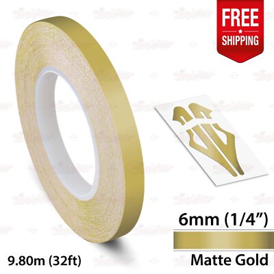 MATTE GOLD 1/4'' 6mm Roll PIN STRIPE Car Striping Line TAPE Decal Vinyl Sticker