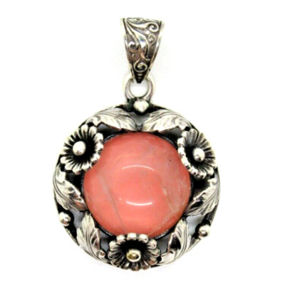 DESIGNER Anhänger Niels Erik From Denmark 925 Sterling Silber Rosenquarz Floral