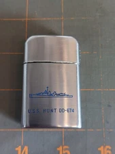 Vintage US Military Lighter USS Hunt DD-674 Ronson Super Windlite