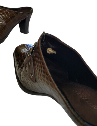 Aerosoles Women's 8.5 M Cinch Worm Brown Upper Leather Heels Slip On Mule Shoes. - Picture 21 of 22