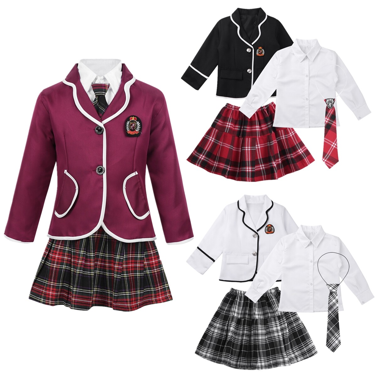 Kids Girls British Style Japan School Uniform Sets Cosplay