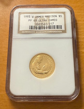 US 1993 W Gold $5 5 Dollars NGC PF69UC James Madison