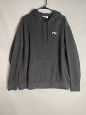 Fila Long Sleeve Pullover Hoodie Mens Sweatshirt Tops Sweater Black Pocket Sz XL