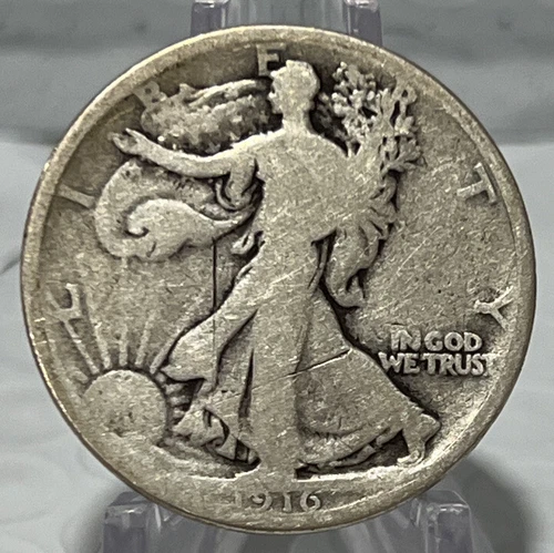 1916 Walking Liberty Silver Half Dollar VG Free Shipping With Five Items C2