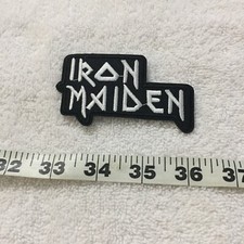 Iron Maiden Rock Band Logo White On Black Iron On Patch New