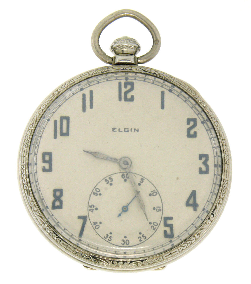 Vintage 14k White Gold Lord Elgin 451 19j 12s Pocket Watch Vintage 14k White Gold Lord Elgin 451 19j 12s Pocket Watch