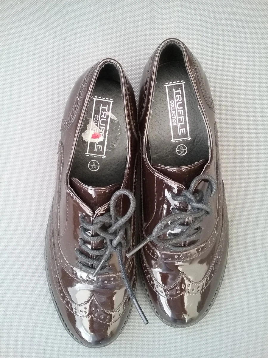 Truffle collection Chocolate BrownPatent Leather Brogues School