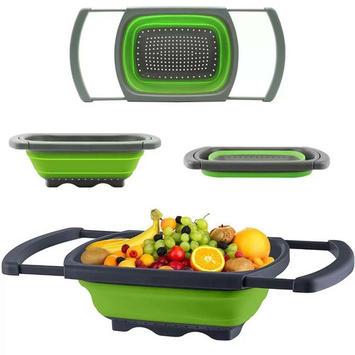 Cesta de lavado de frutas y verduras colador plegable cesta de silicona EE. UU.  - Imagen 11 de 13