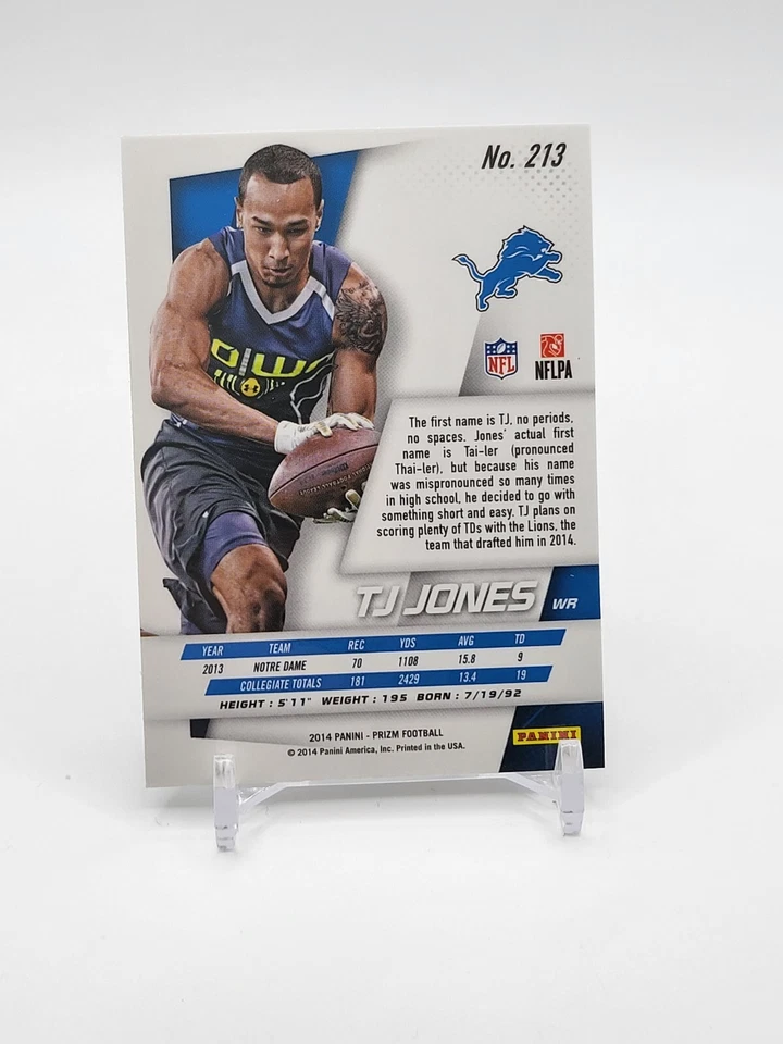 TJ Jones ROOKIE CARD 2014 Panini Prizm #213 Detroit Lions (RC) - Image 2 of 2