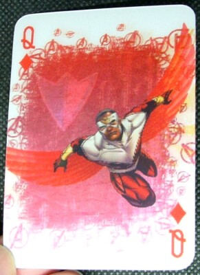1 x Motion / Flicker playing card Marvel Avengers Falcon Queen of Diamonds