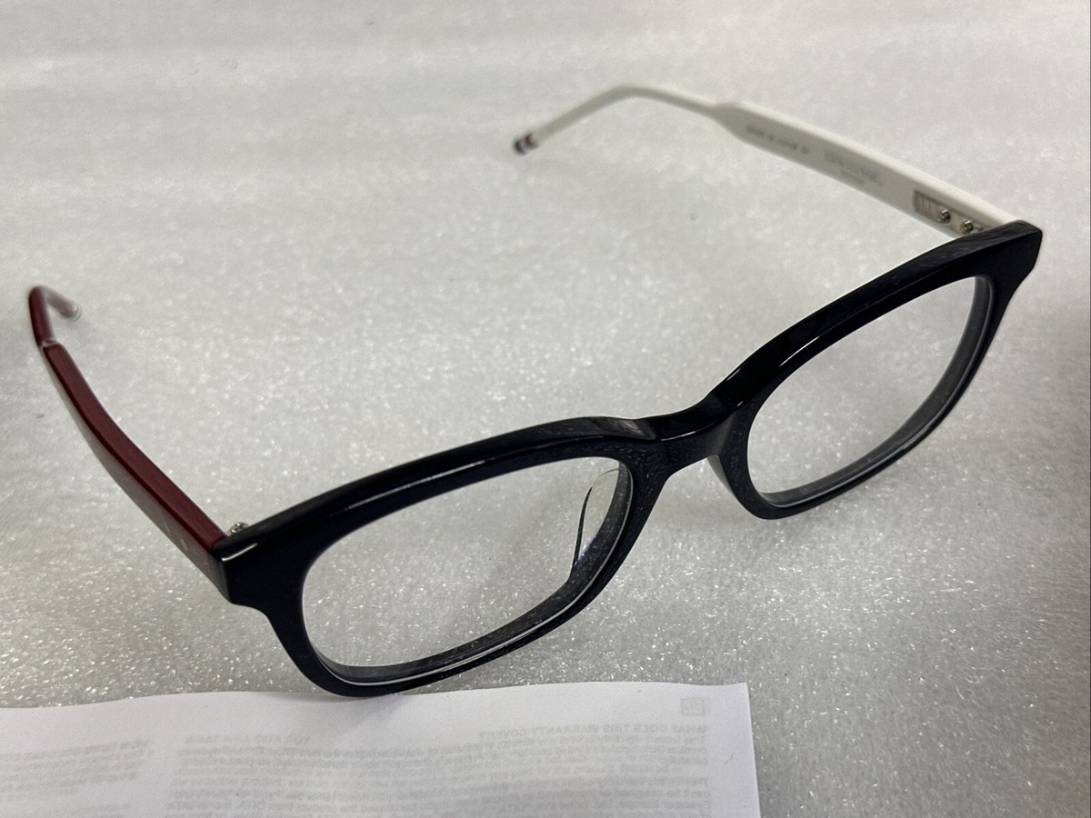 New THOM BROWNE TBX-410-52-04A RWB-LTD Eyeglasses Black Red New THOM BROWNE TBX-410-52-04A RWB-LTD Eyeglasses Black Red